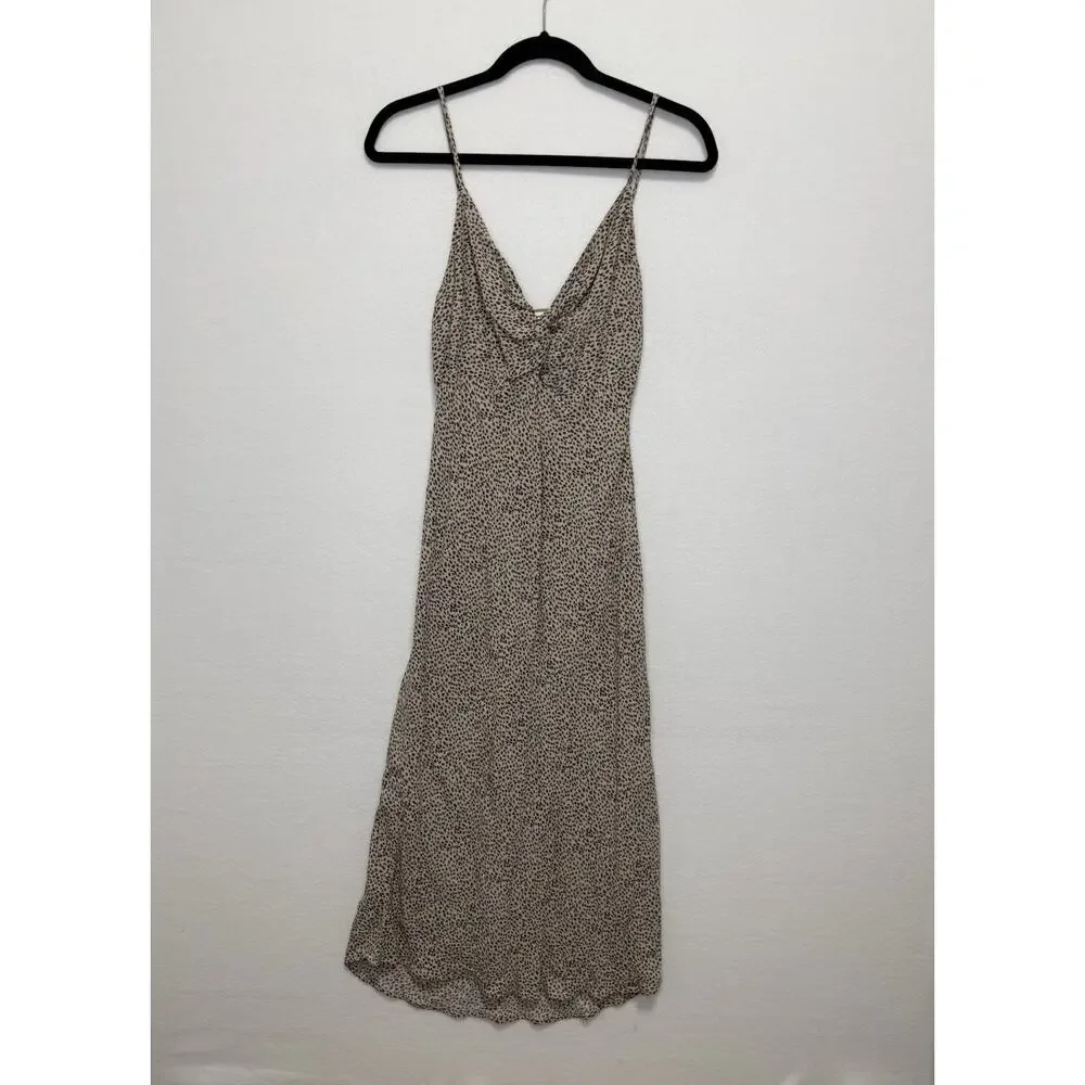 Abercrombie & Fitch Maxi Dress Womens Large LP Leopard Print Twist Front Classic